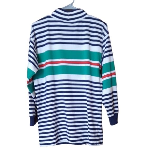 Vintage Sportif Bright Striped Pullover Adj Collared Shirt Long Sleeves Size S - Picture 4 of 6